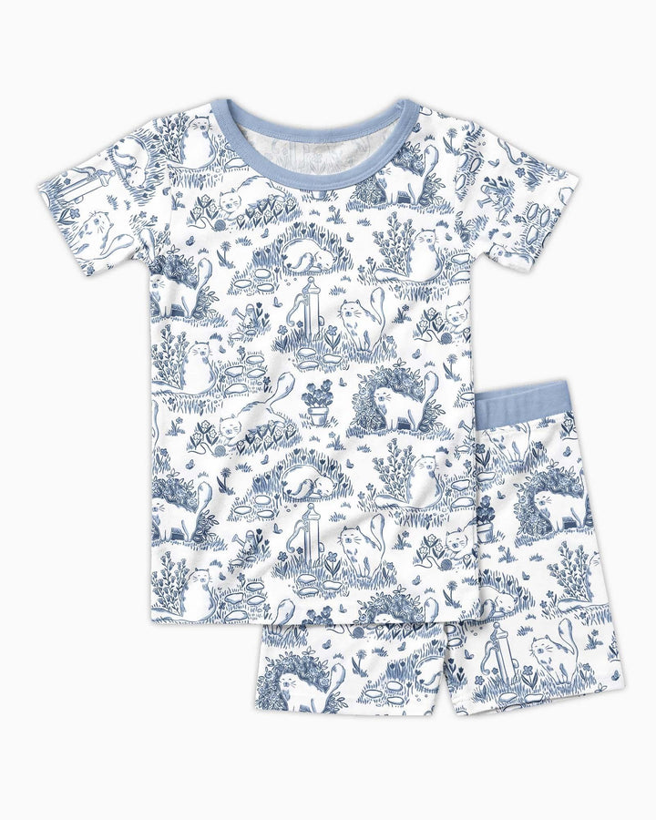 Toile Cats Bamboo Two Piece Short Sleeve Shorts Pajama Set
