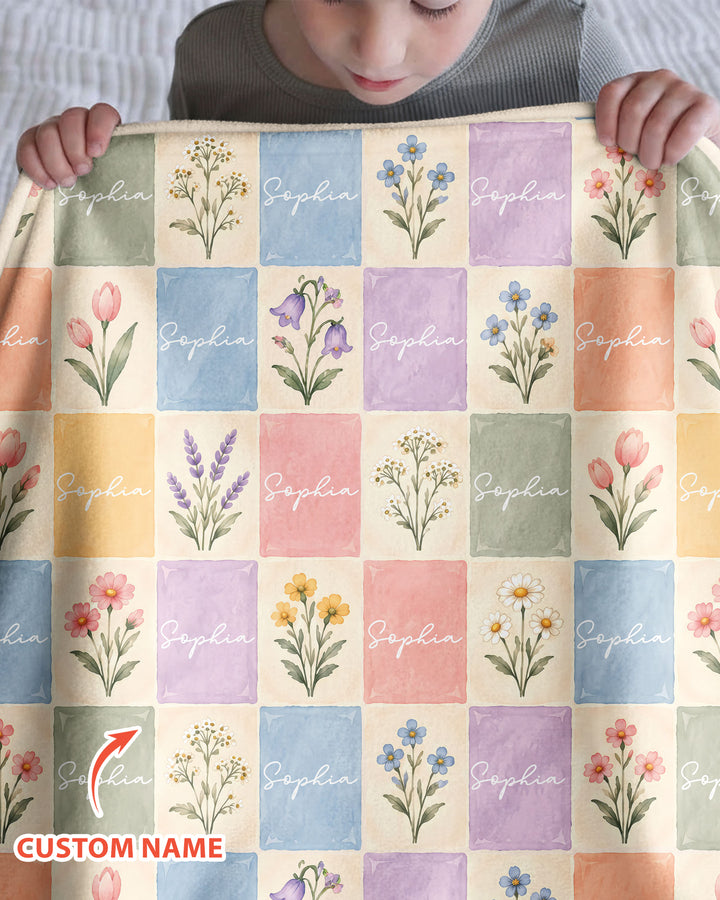 Pastel Wildflower Botanical Bamboo Blanket