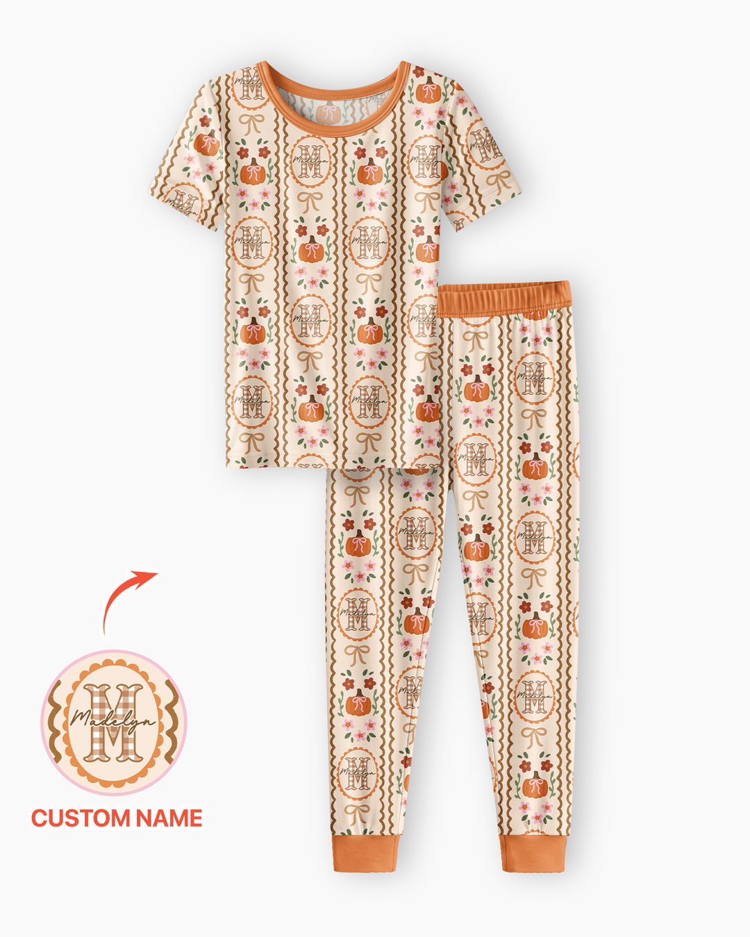 CUSTOM Template Bamboo Two Piece Short Sleeve Pyjamas Set