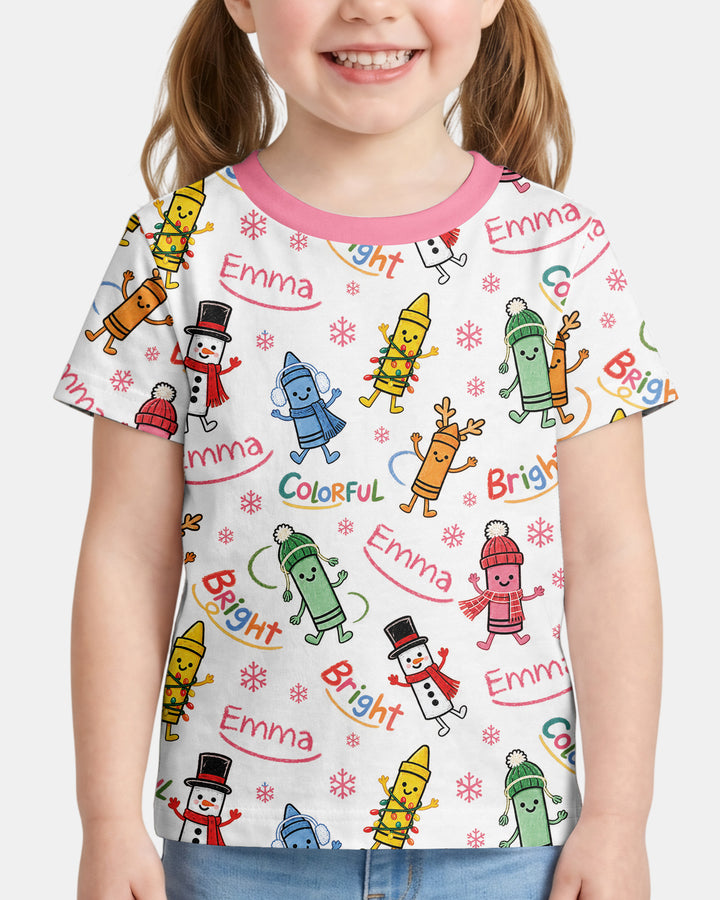 Custom Name Bright & Colorful Bamboo Crewneck T-Shirt