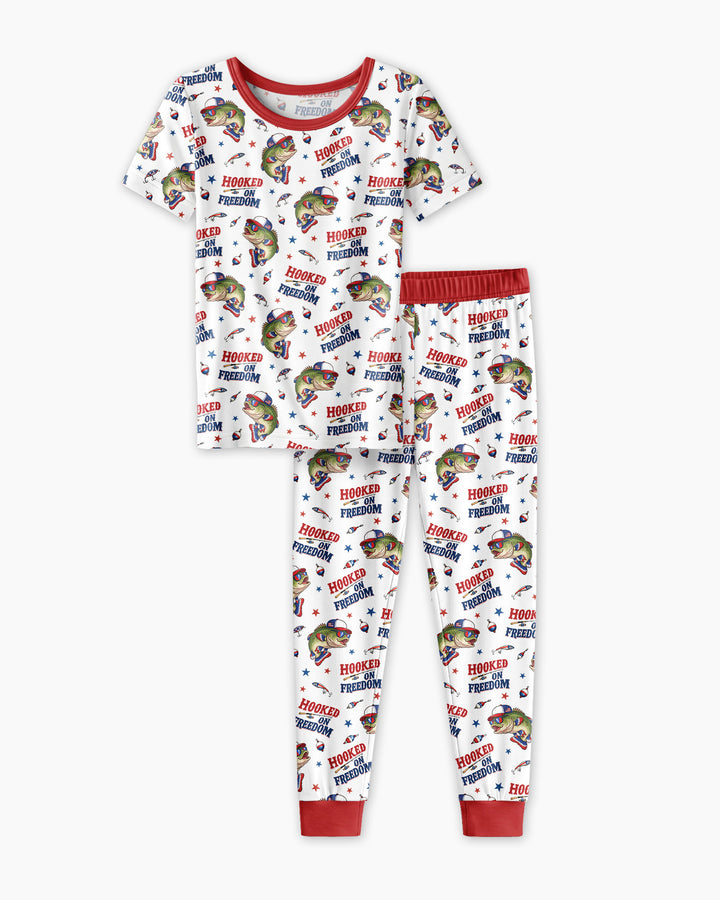 Hooked On Freedom Bamboo Two Piece Short Sleeve Pajama Set