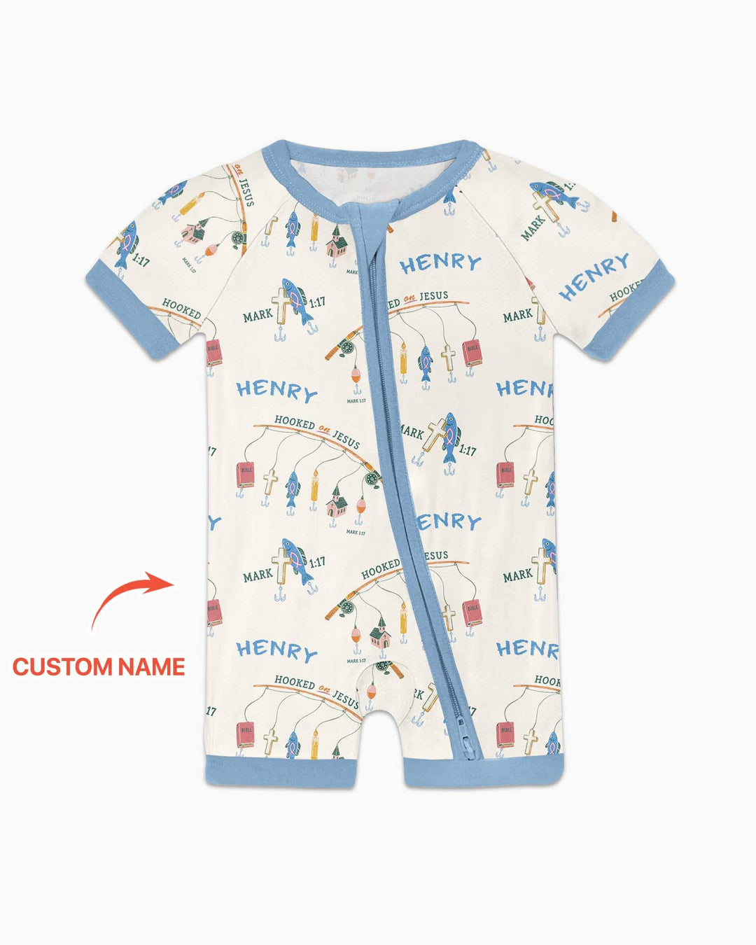 Hooked On Jesus Fishing Matching Bamboo Shorty Zippy