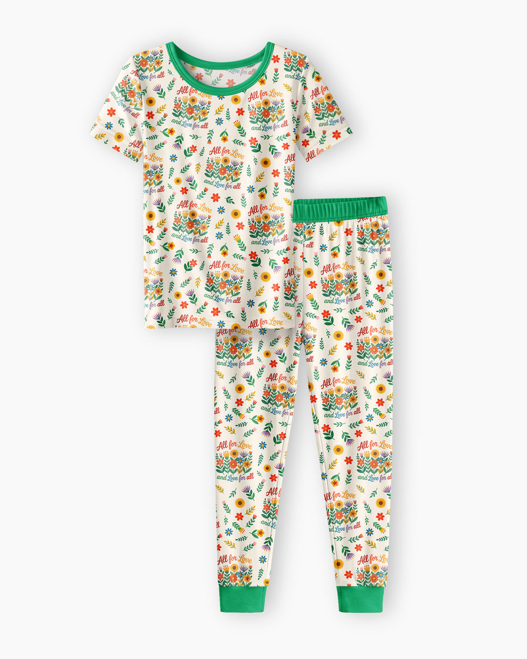 Love For All Family Matching Bamboo Two Piece Short Sleeve Pajama Set