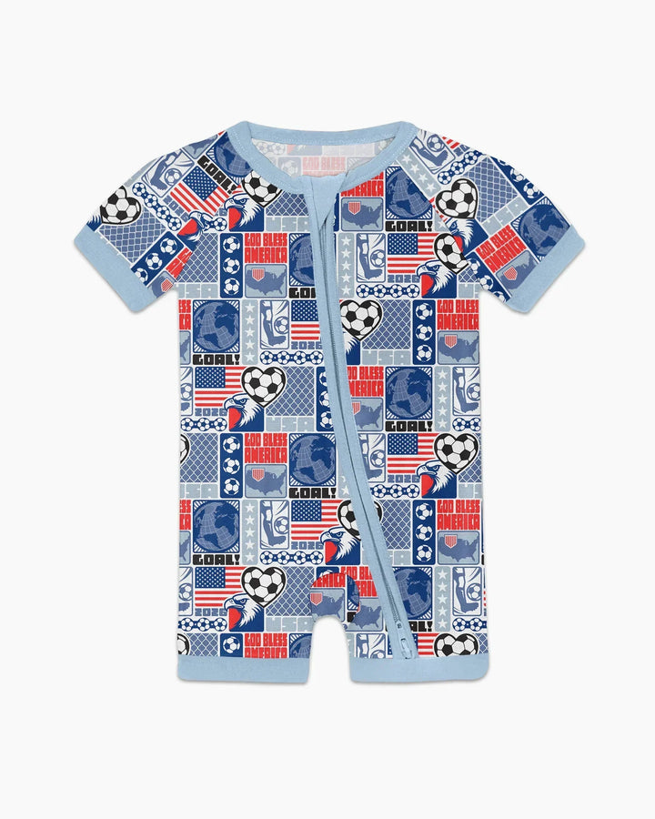 World Soccer God Bless America Bamboo Shorty Zippy