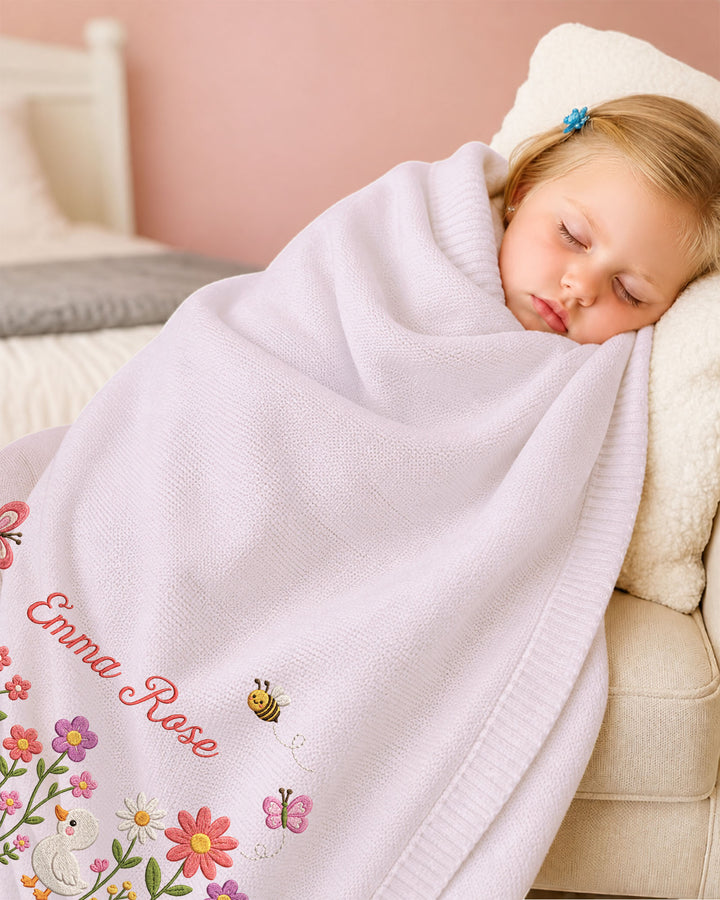 Lovely Floral Embroidered Baby Cotton Blanket