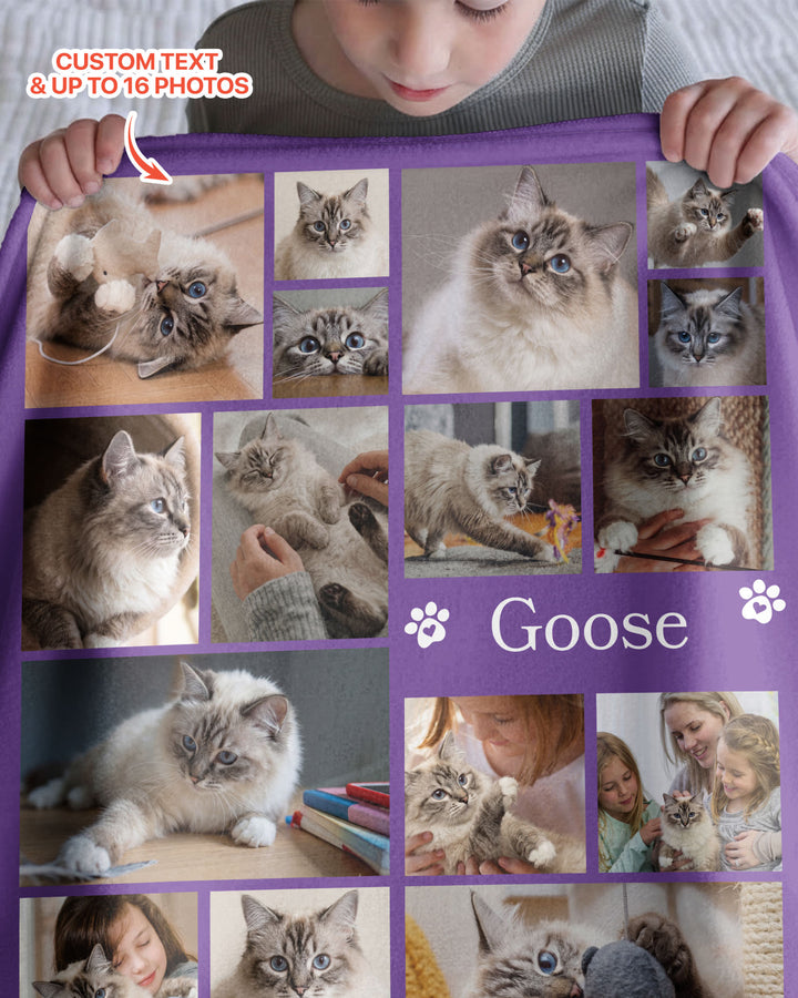 Custom Pet Photo Collage Bamboo Blanket