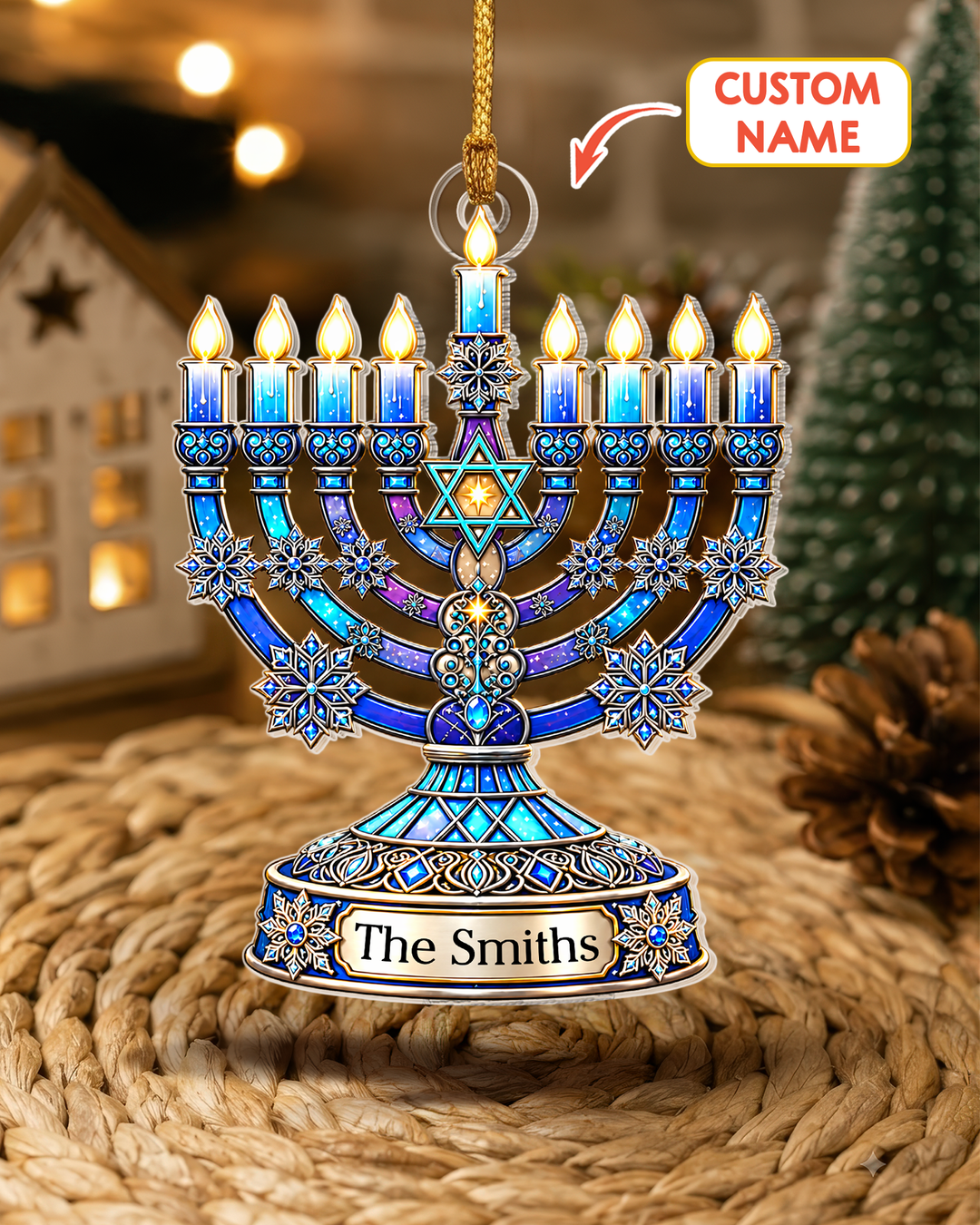 Hanukkah Menorah - Personalized Acrylic Ornament