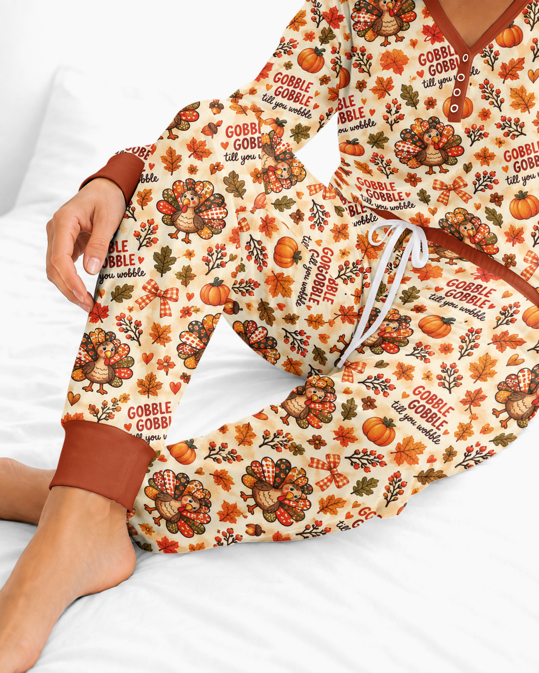 Gobble Gobble Till You Wobble Bamboo Women Pajama Set