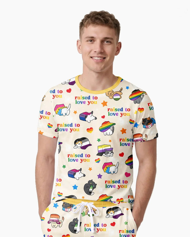 Rainbow Paws Family Matching Bamboo Men Short Sleeve Short Pajama Set