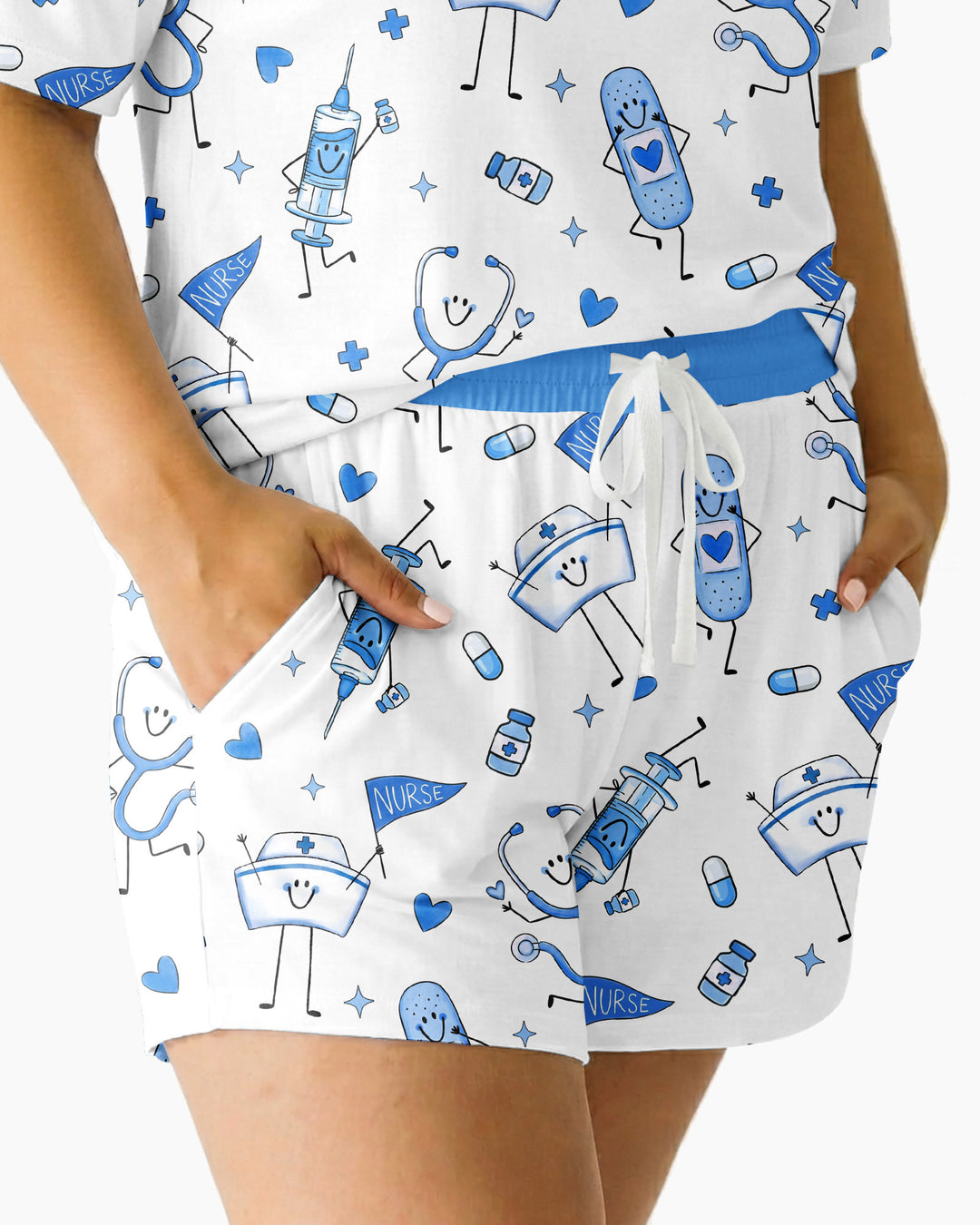 Cute Nurse Crew Bamboo Women Short Sleeve Short Pajama Set