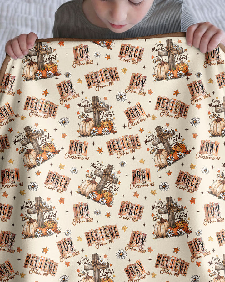 Floral Fall Give Thanks To The Lord Bamboo Blanket