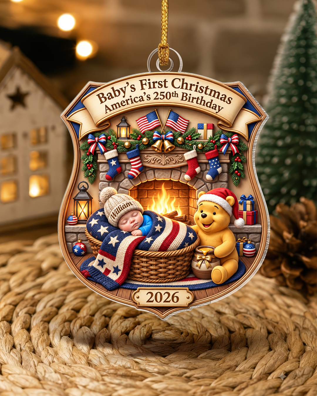 Little Patriot Christmas Personalized 1-Side Photo Acrylic Ornament