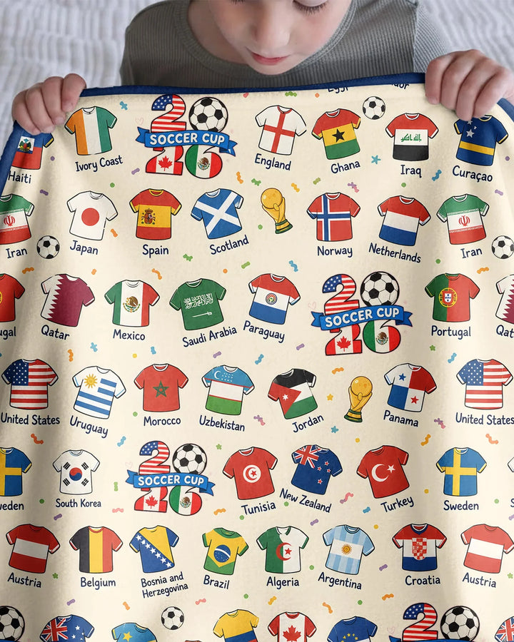 2026 Soccer World Jersey Flag Bamboo Blanket