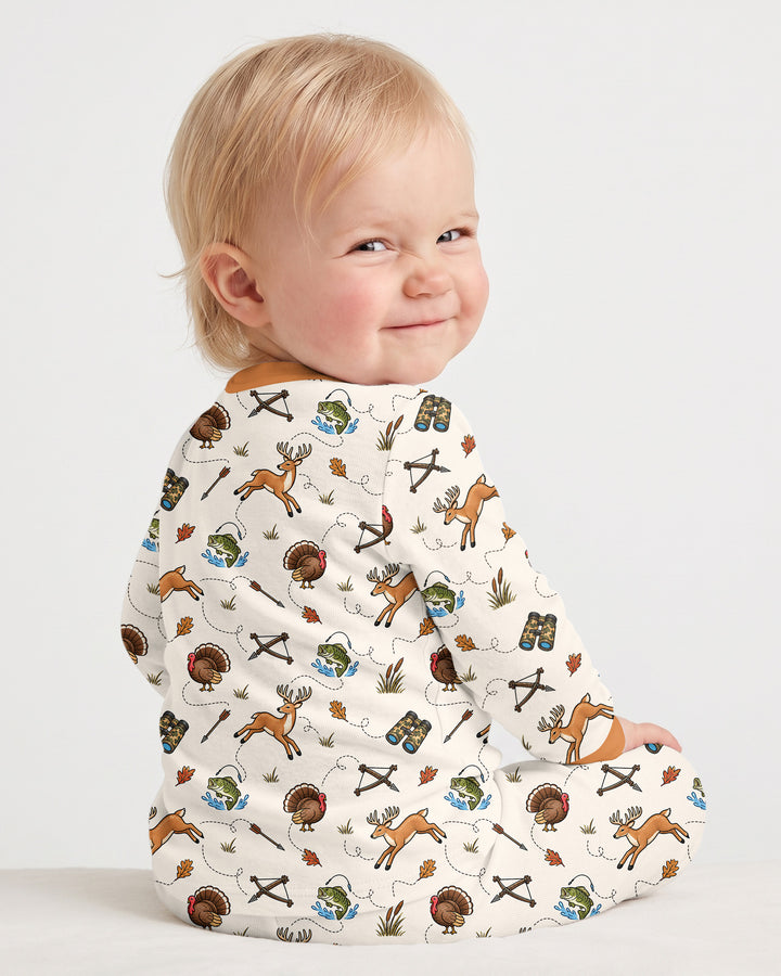 Personalized Pack My Diapers I'm Going Hunting Bamboo Two Piece Long Sleeve Pajama Set