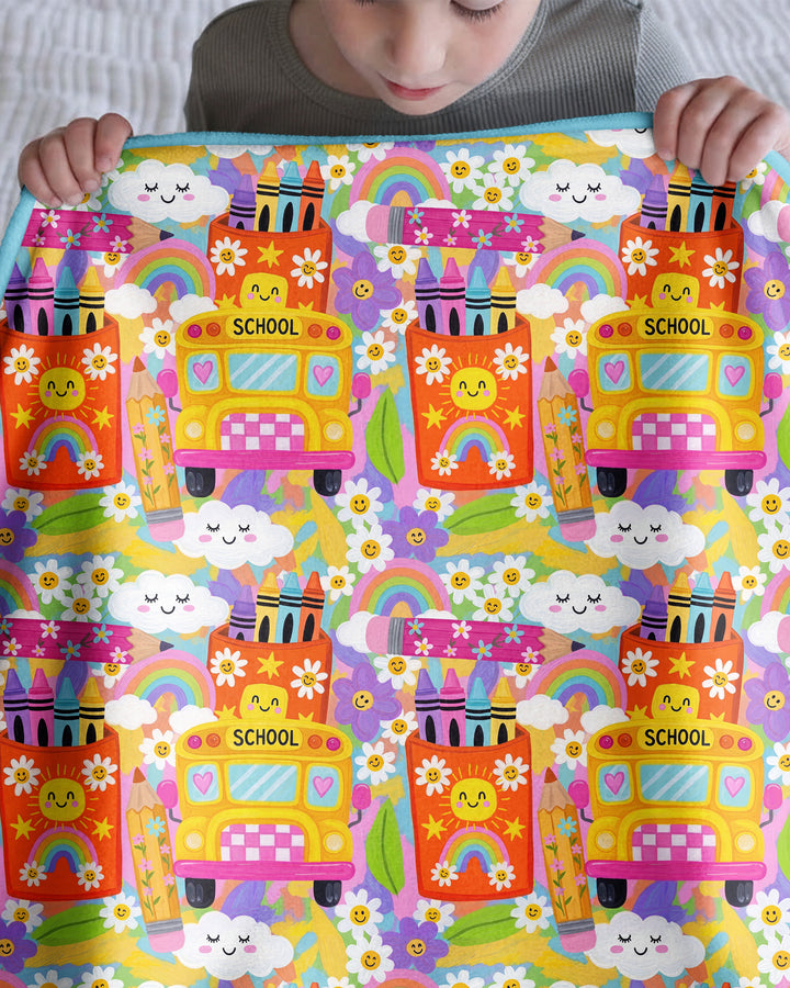 Retro Happy Classroom Bamboo Blanket