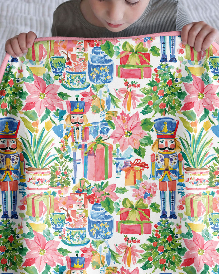 Watercolor Nutcracker Holiday Bamboo Blanket