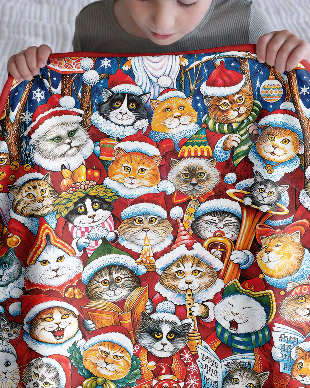 Cats Wear Noel Hat Bamboo Blanket