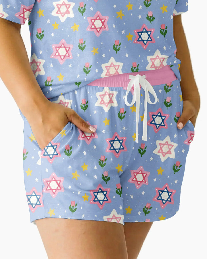 Starry Bloom Blessings Family Matching Bamboo Women Short Sleeve Short Pajama Set