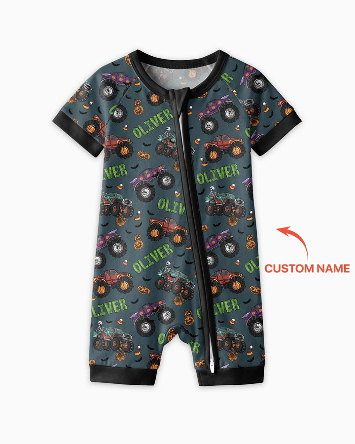 Custom Name Haunted Monster Trucks  Bamboo Shorty Zippy