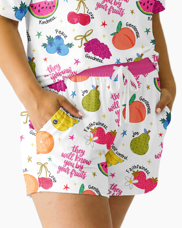 They Will Know You By Your Fruits Women Short Sleeve Short Pajama Set