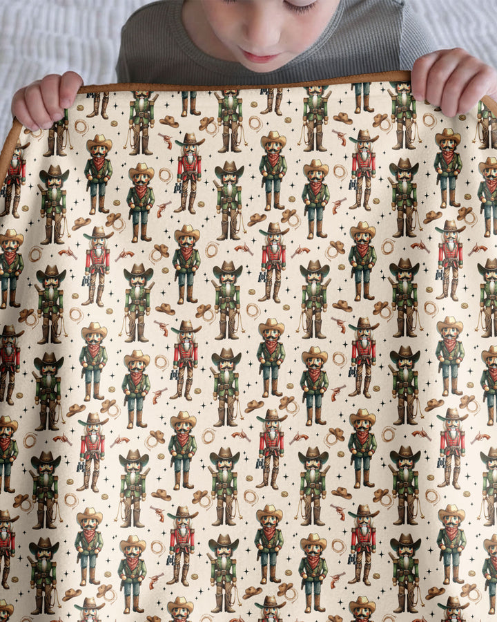 Western Christmas Cowboy Nutcracker Bamboo Blanket