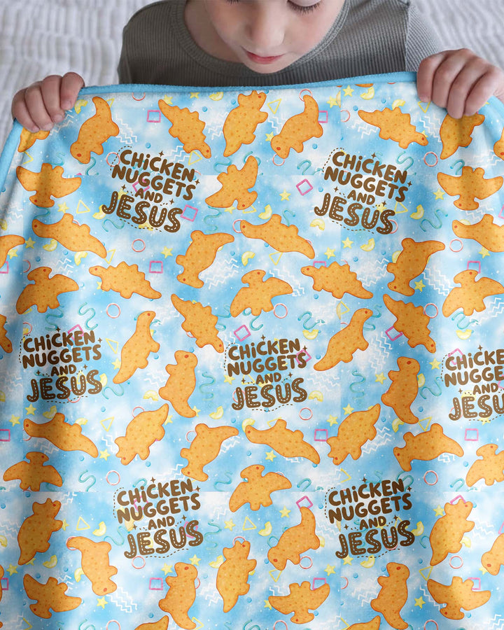 Chicken Nuggets and Jesus Family Matching Bamboo Blanket