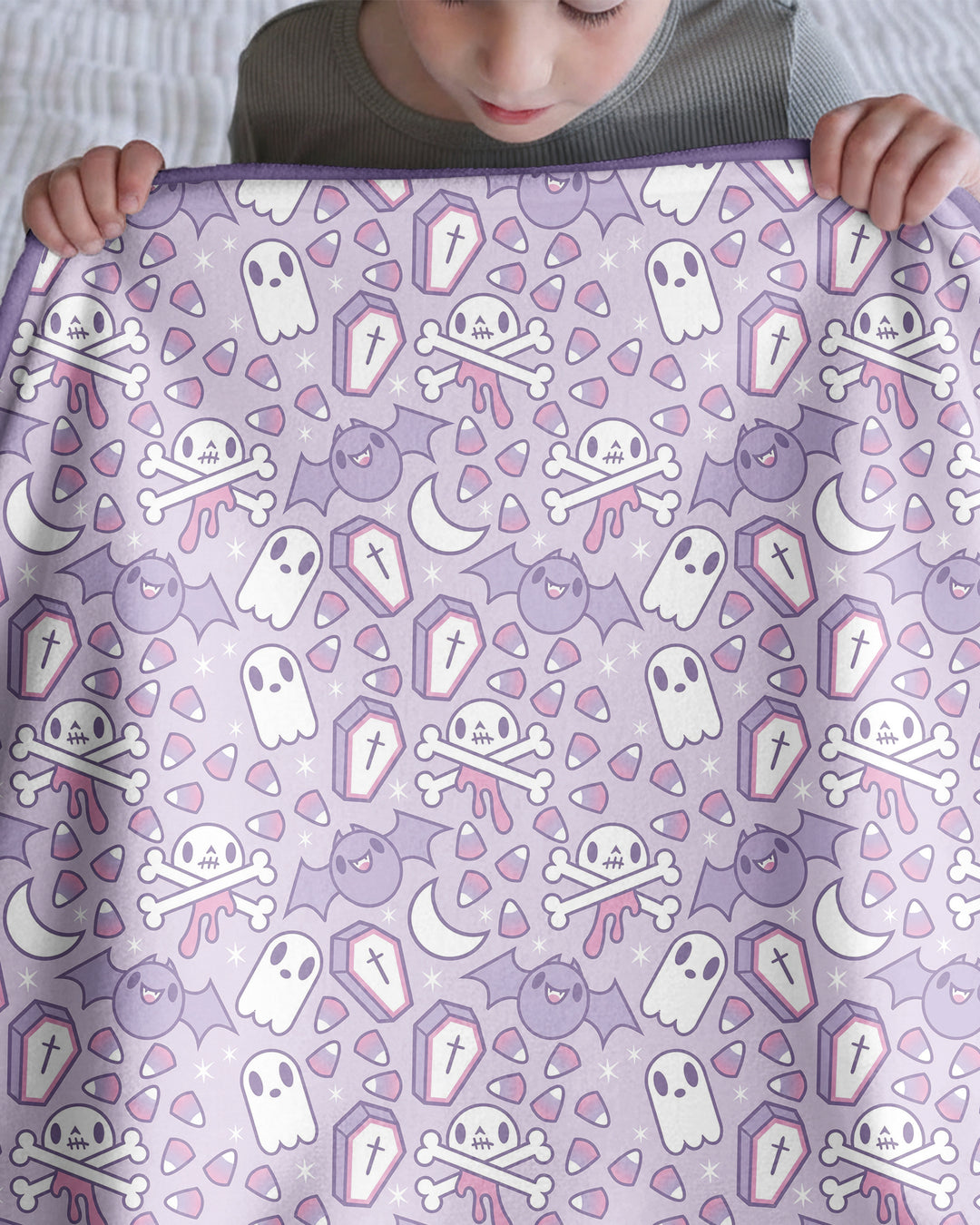 Cute Ghost Halloween Pastel Purple Spooky Bamboo Blanket