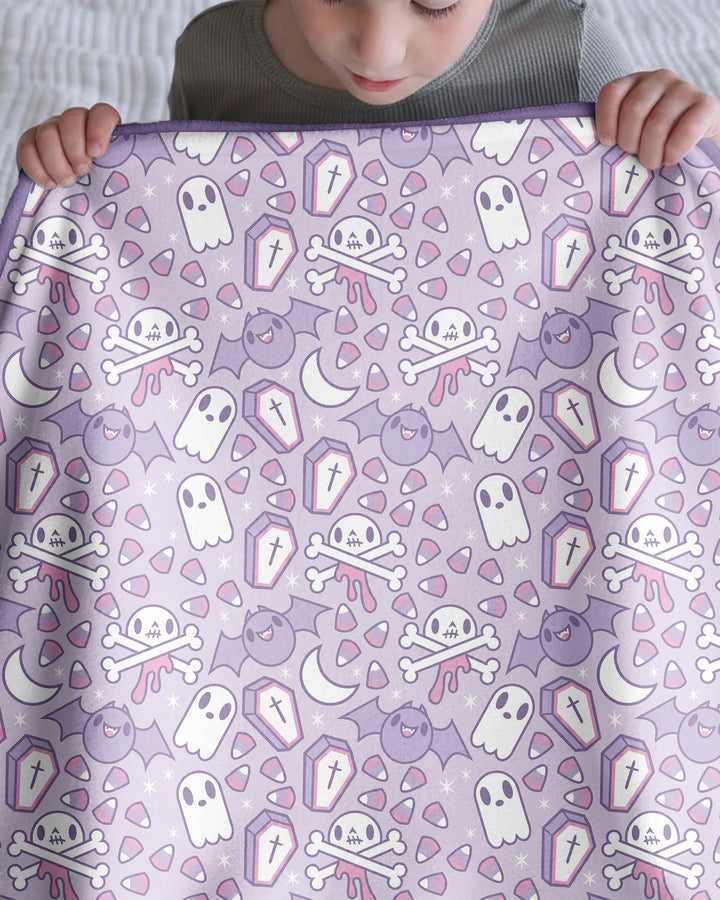 Cute Ghost Halloween Pastel Purple Spooky Bamboo Blanket
