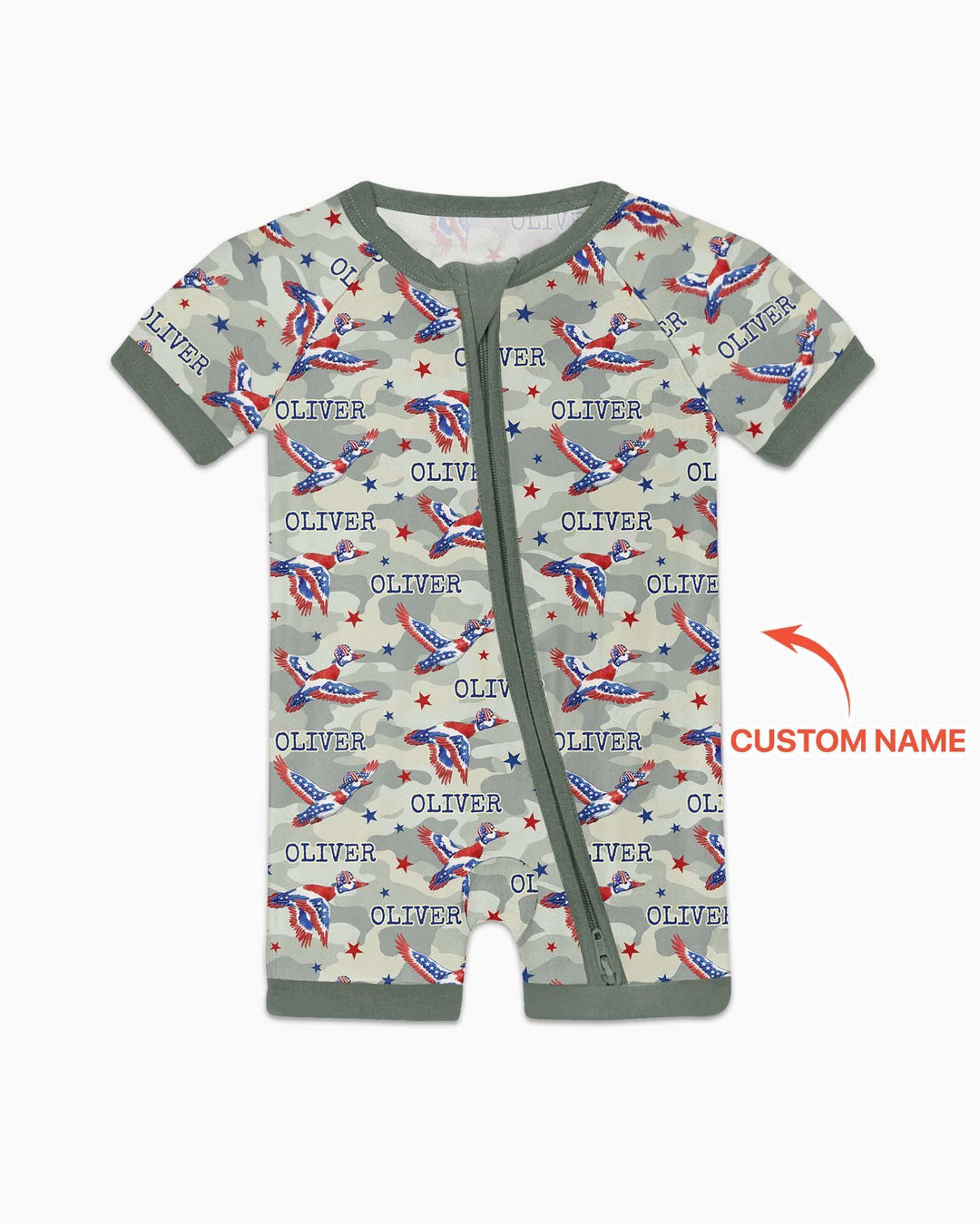 Custom Name America Mallard Duck Family Matching Bamboo Shorty Zippy