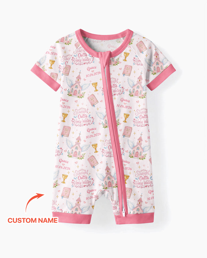 Custom Name Baptism Christening Straight Outta Holy Water Bamboo Shorty Zippy