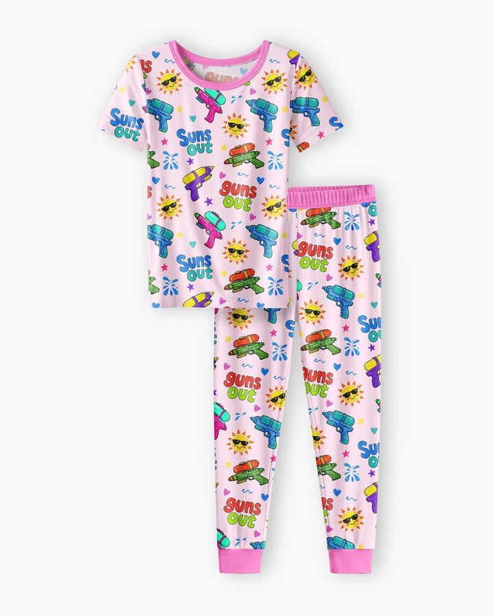Sun Out Guns Out Bamboo Two Piece Short Sleeve Pajama Set