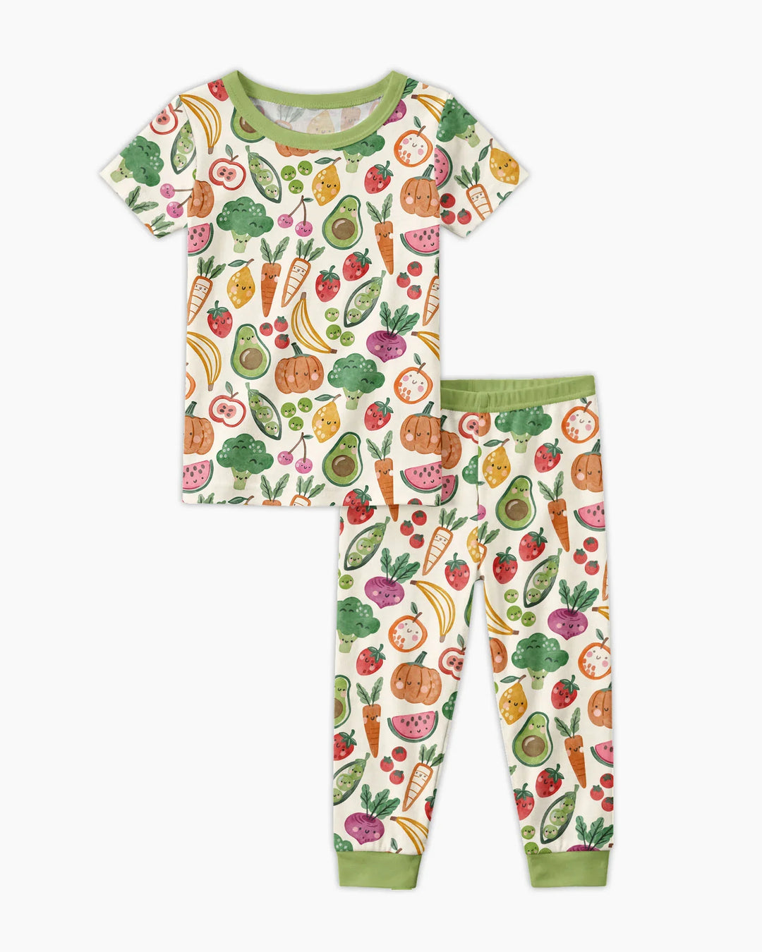Veggie Friends Family Matching Bamboo Two Piece Short Sleeve Pajama Set
