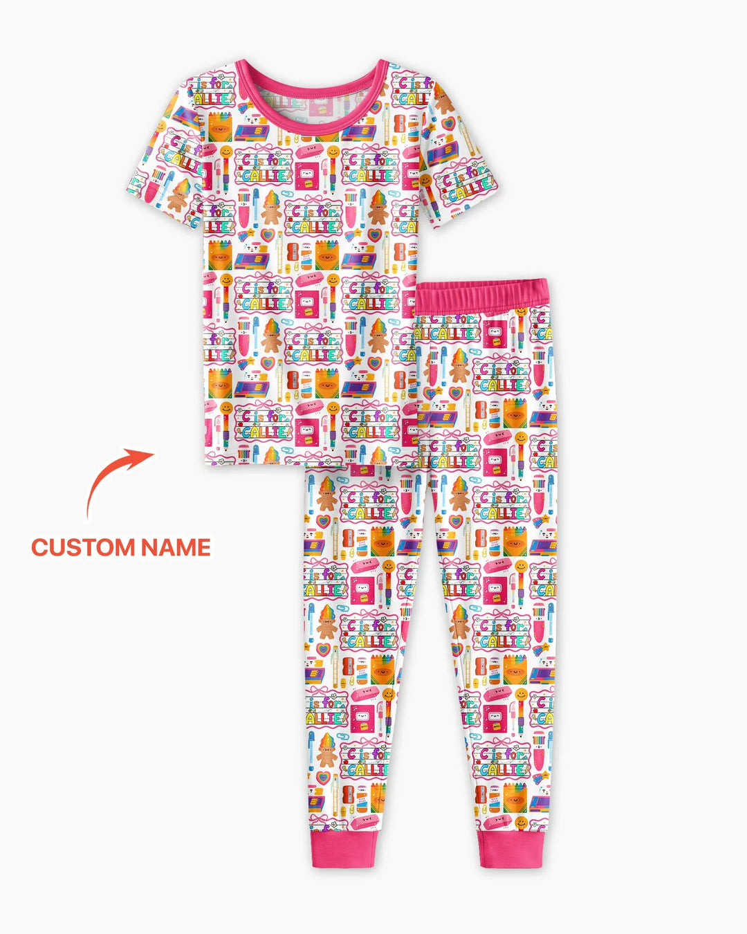 Custom Name Classroom Cuties Bamboo Two Piece Short Sleeve Pajama Set