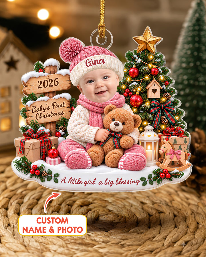 Baby’s First Christmas - Personalized Acrylic Ornament, First Christmas Keepsake, Newborn Baby Gift