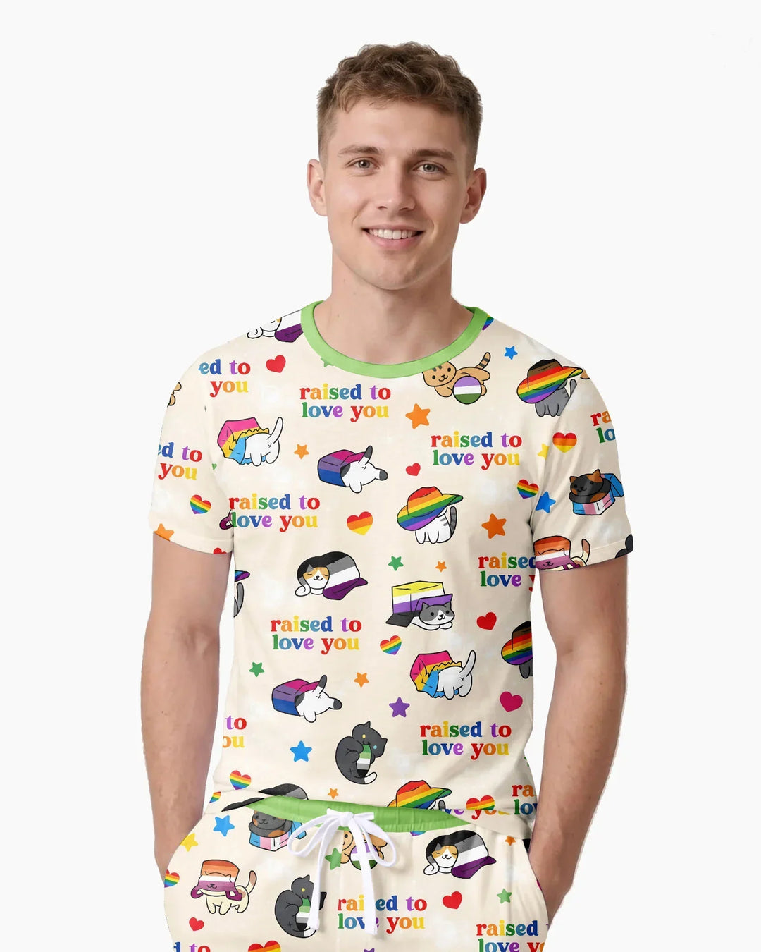 Rainbow Paws Family Matching Bamboo Men Short Sleeve Short Pajama Set
