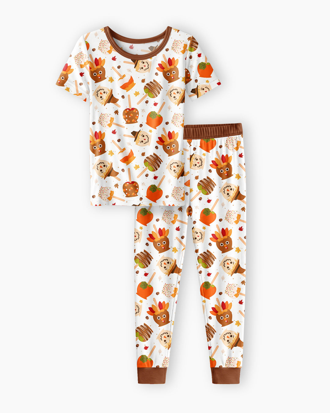 Fall Caramel Apple Family Matching Bamboo Two Piece Short Sleeve Pajama Set