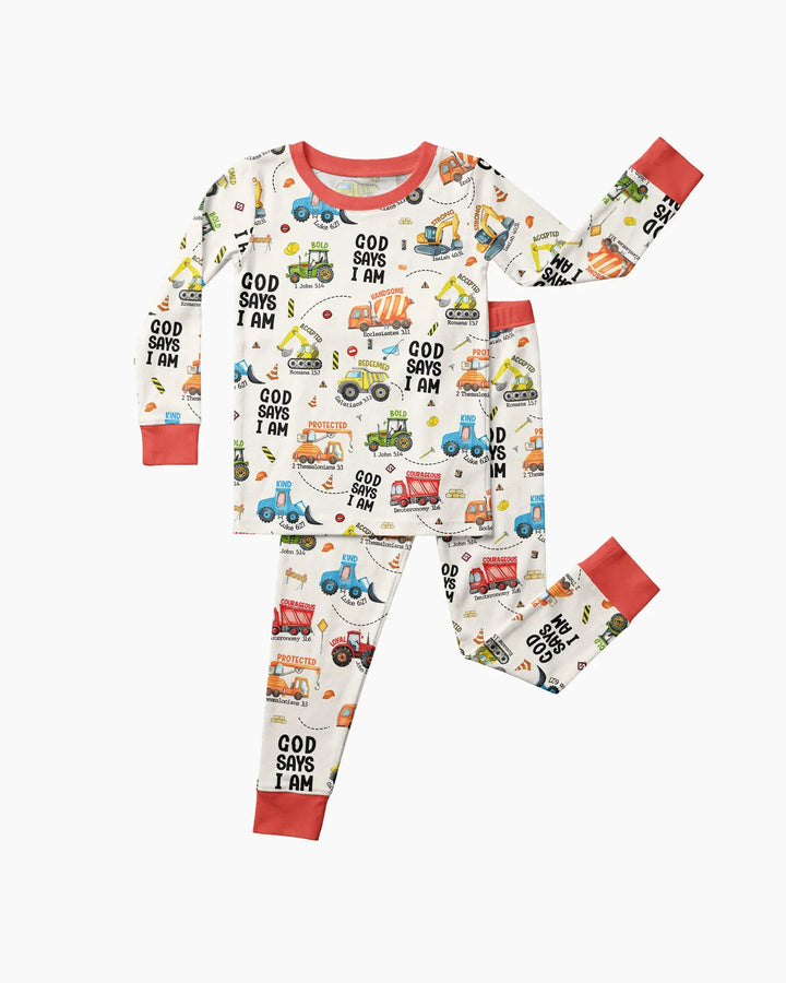 God Says I Am Boy Bamboo Two Piece Long Sleeve Pajama Set