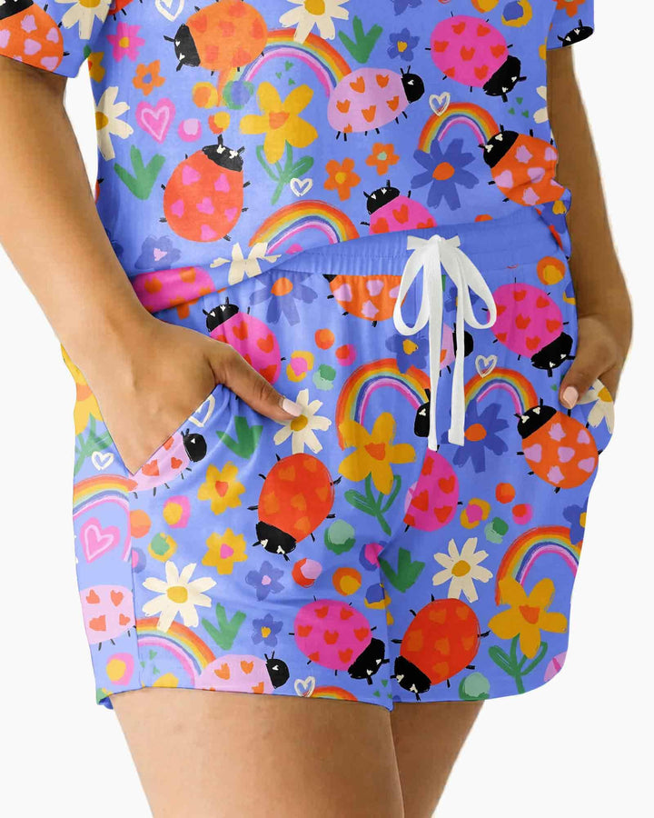 Lady Bugs Bamboo Women Short Sleeve Short Pajama Set