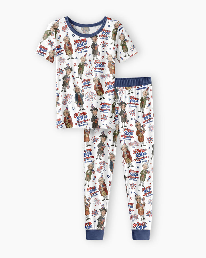 Party Like It's 1776 Family Matching Bamboo Two Piece Short Sleeve Pajama Set