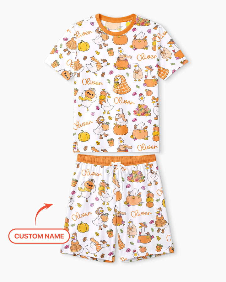 Fall Silly Goose Bamboo Men Short Sleeve Short Pajama Set