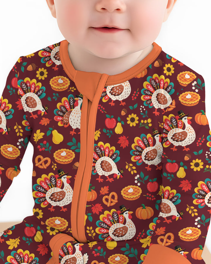 Festive Turkey Fall Harvest Bamboo Convertible Zippy
