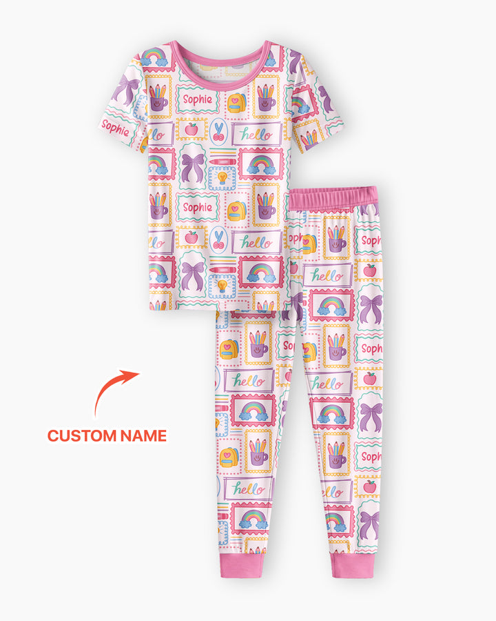 CUSTOM Template Bamboo Two Piece Short Sleeve Pyjamas Set