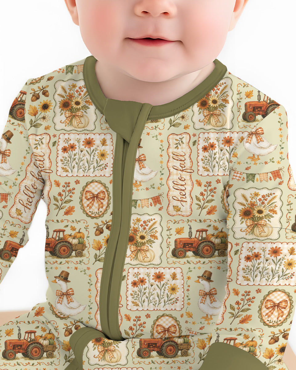 Farmhouse Fall Goose Family Matching Bamboo Convertible Zippy