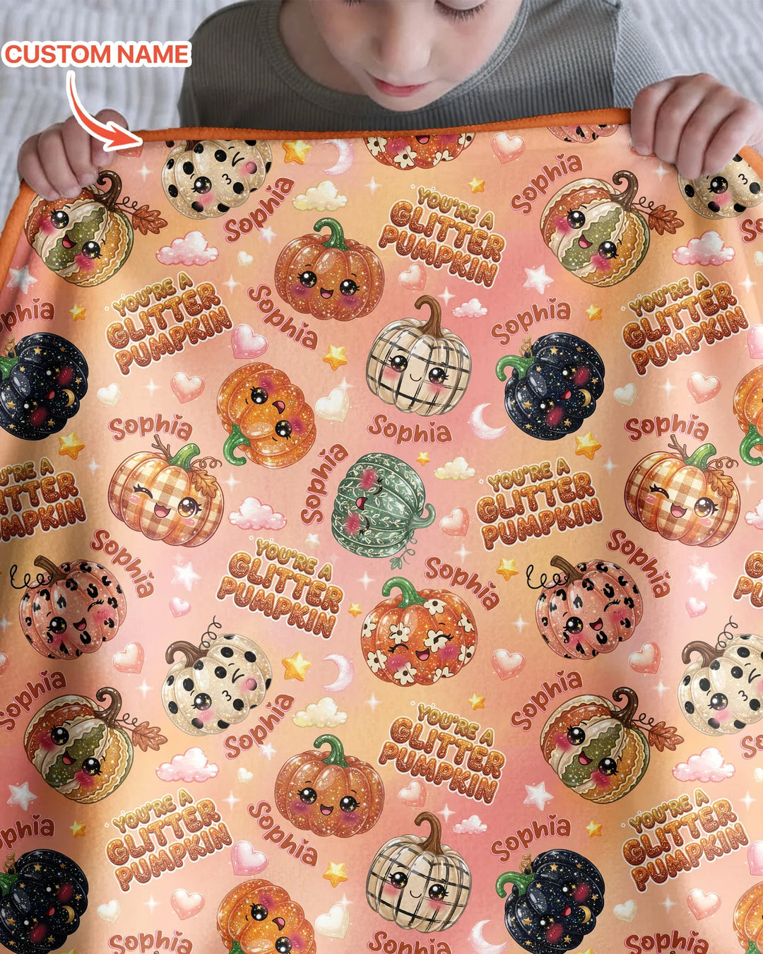 Custom Name You're A Glitter Pumpkin Bamboo Blanket