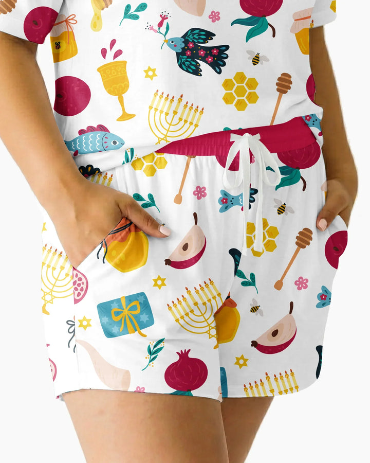 Shanah Tovah Party Bamboo Women Short Sleeve Short Pajama Set