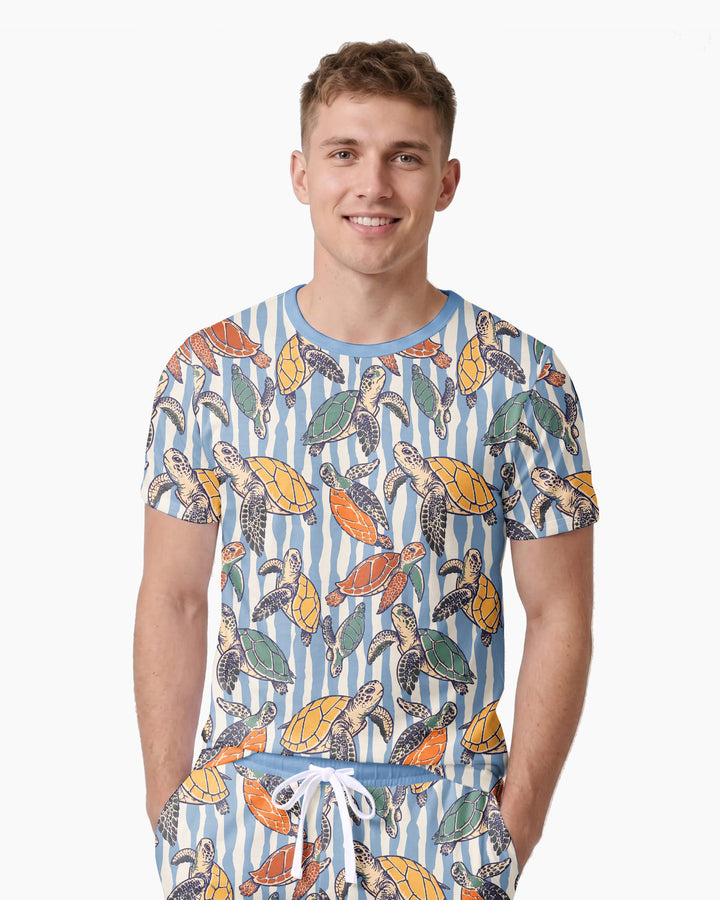 Turtle Bay Family Matching Bamboo Men Short Sleeve Short Pajama Set