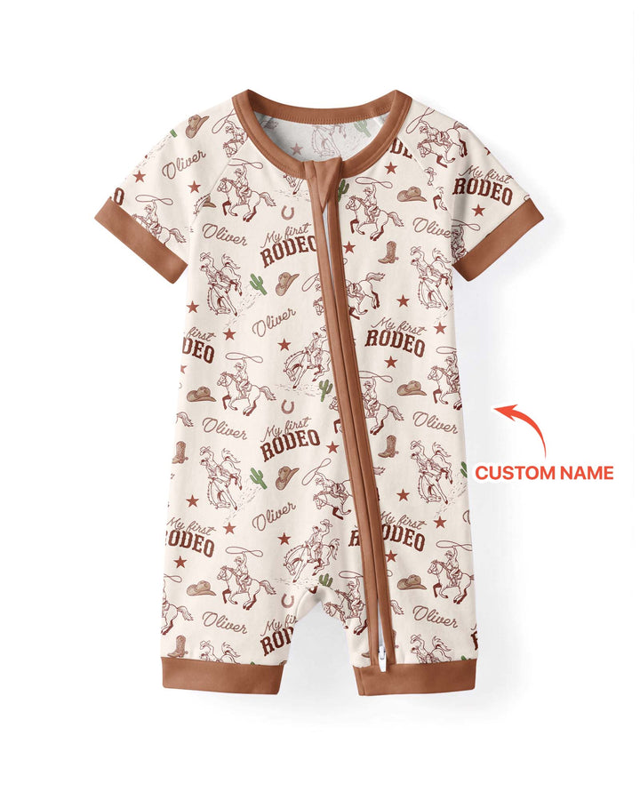 Custom Name First Rodeo Family Matching Bamboo Shorty Zippy