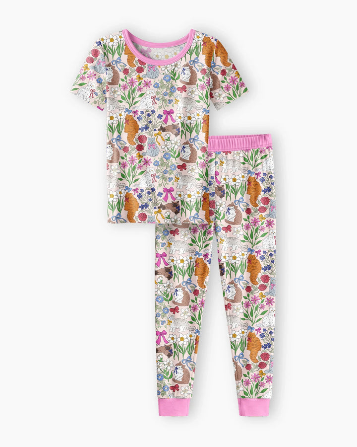 The Garden Cattery Mommy & Me Matching Bamboo Two Piece Short Sleeve Pajama Set