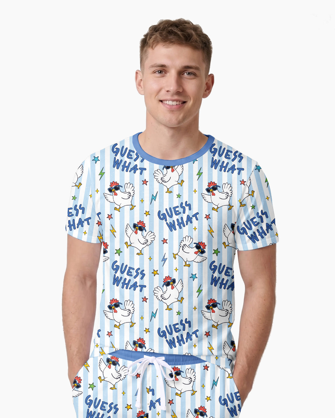 Guess What? Chicken Butt! Bamboo Men Short Sleeve Short Pajama Set