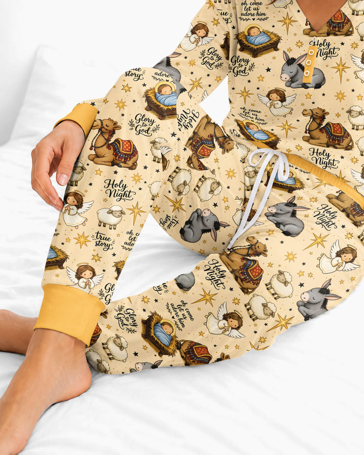 Nativity Christmas Holy Night Bamboo Women Pajama Set